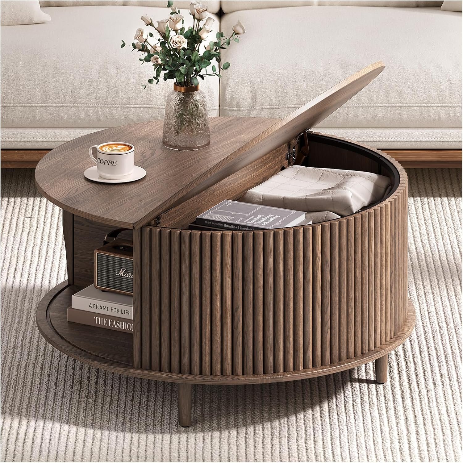 Round Coffee Table with Storage, 31.5\