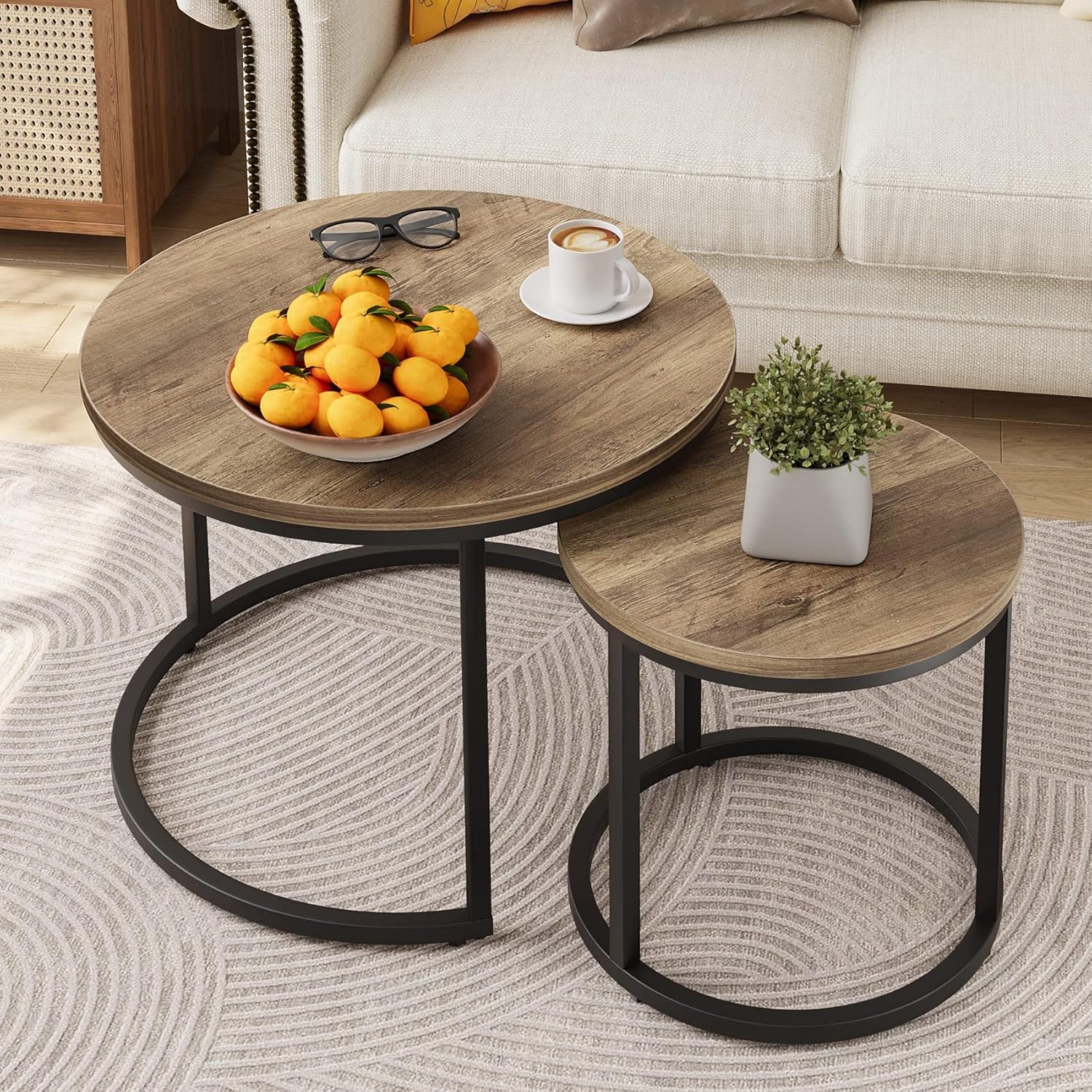 Smuxee Nesting Coffee Table Set of 2, 23.6\