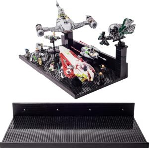 XL Shelves Floating Shelves for Building Block Display - Compatible as a Lego Display Shelf - Floating Shelves for Wall - Works with Major Building Blocks - Black, 2-Pack